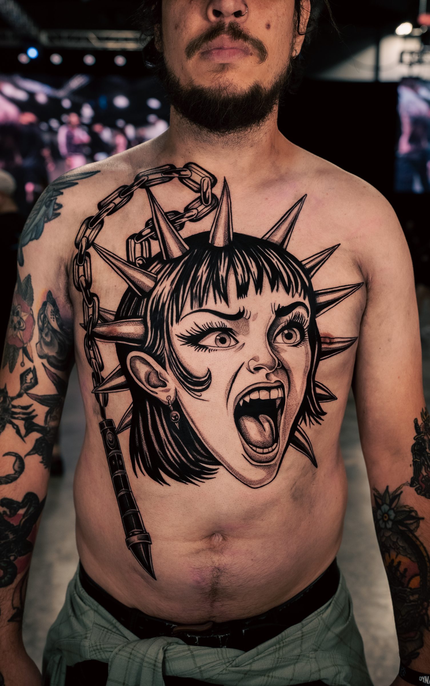 anime and blackwork tattoo by Kel Otero