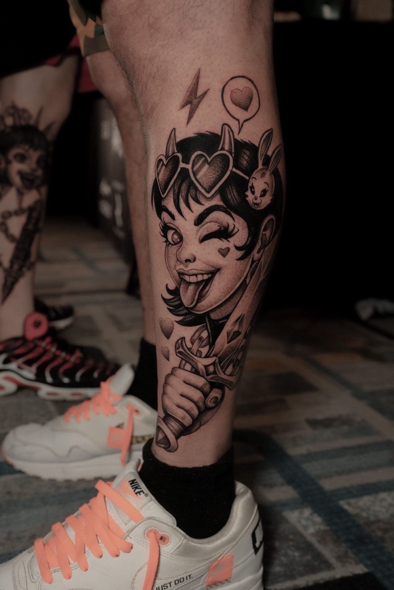 anime and blackwork tattoo by Kel Otero