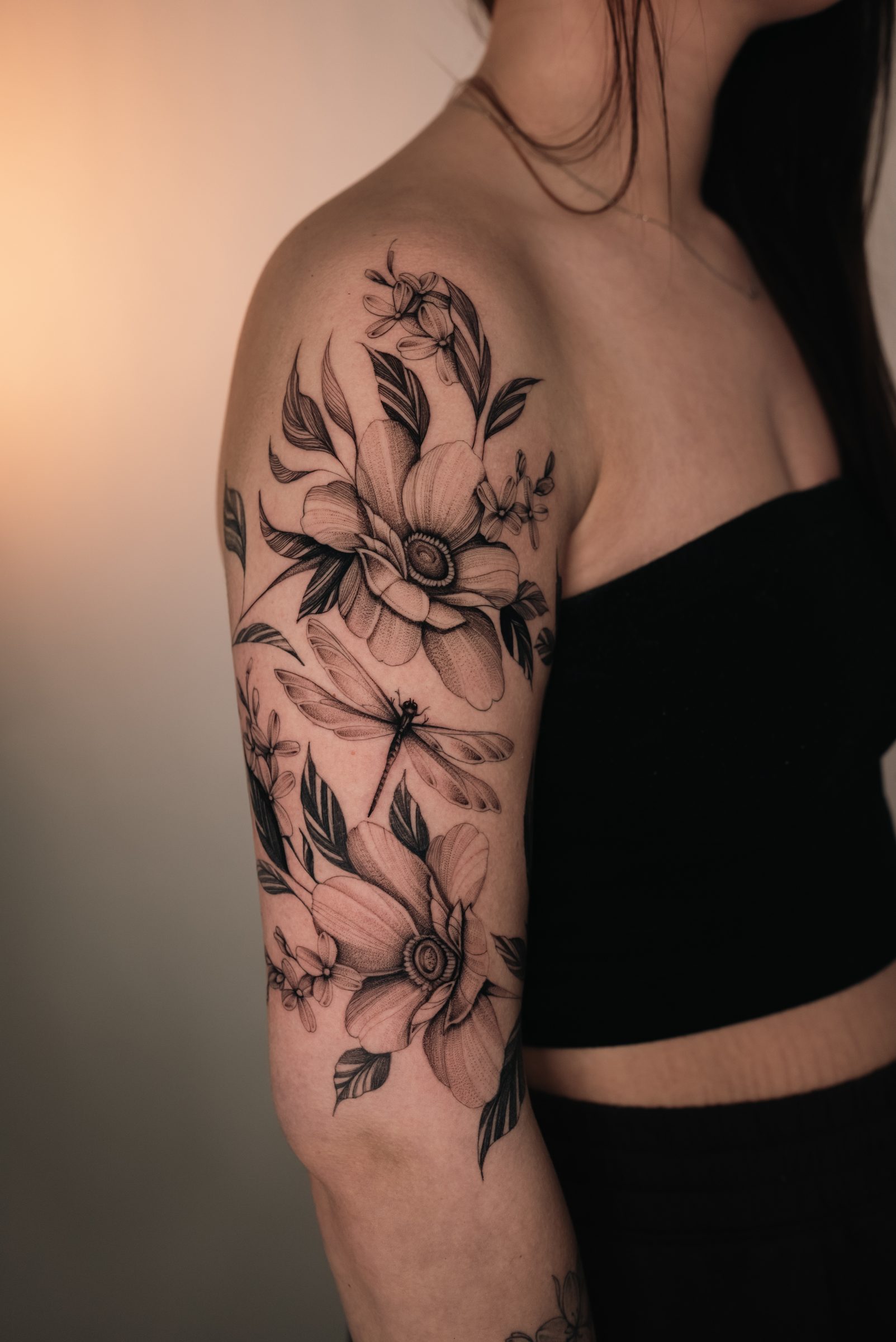 floral tattoo by Kel Otero