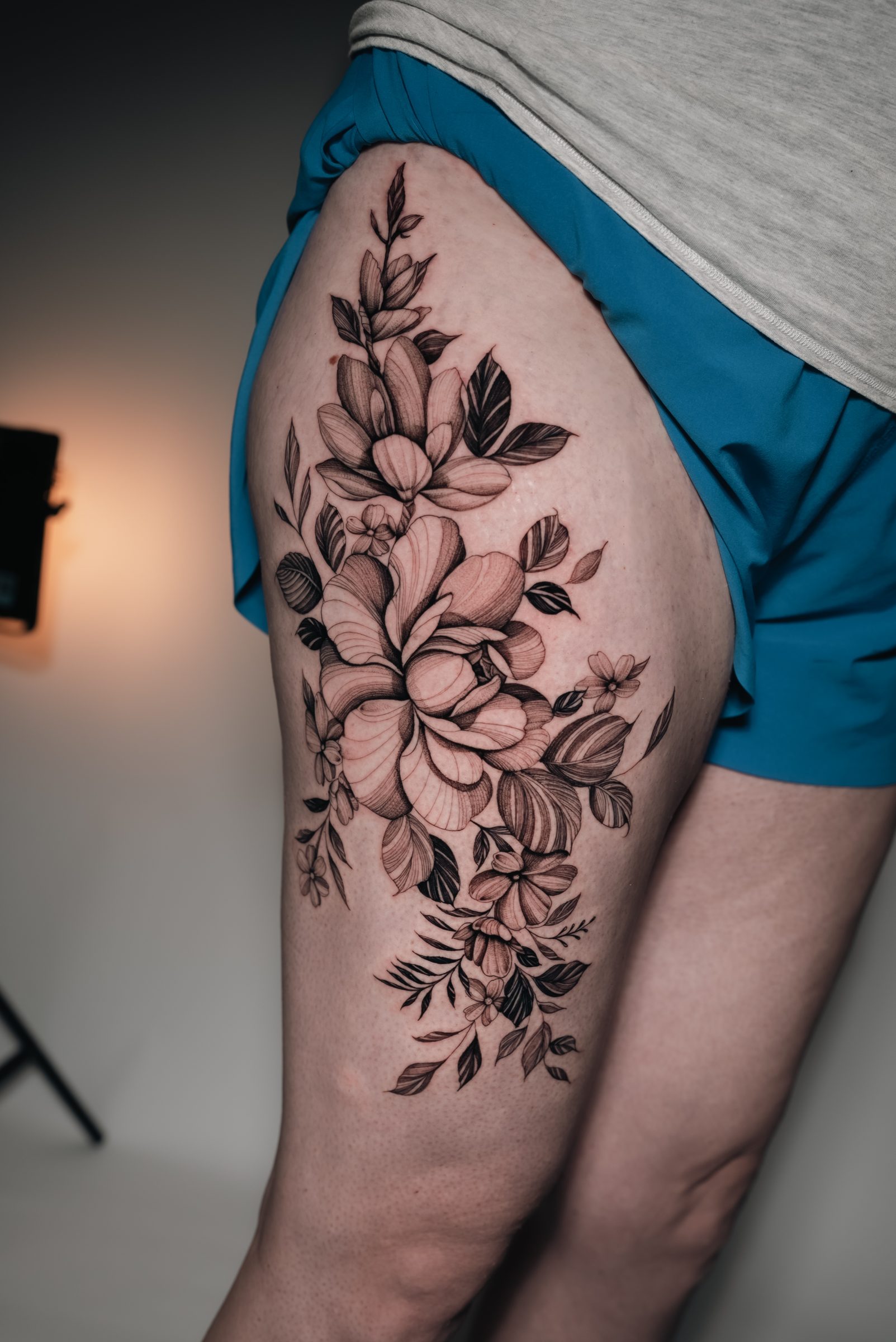 floral tattoo by Kel Otero, another angle