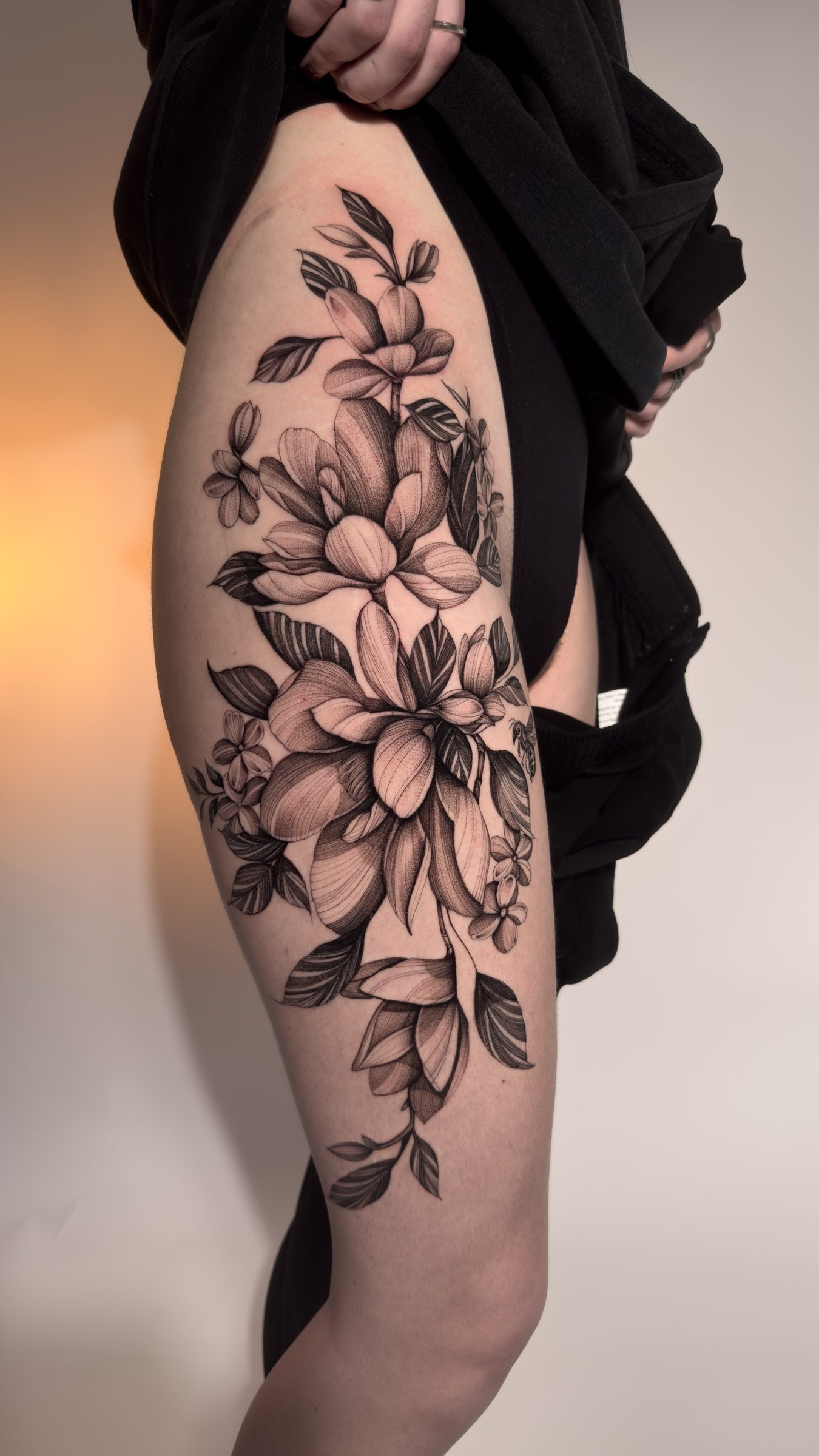 floral tattoo by Kel Otero