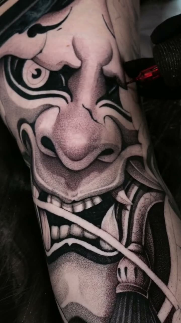 Hannya Mask tattoo by Kel Otero
